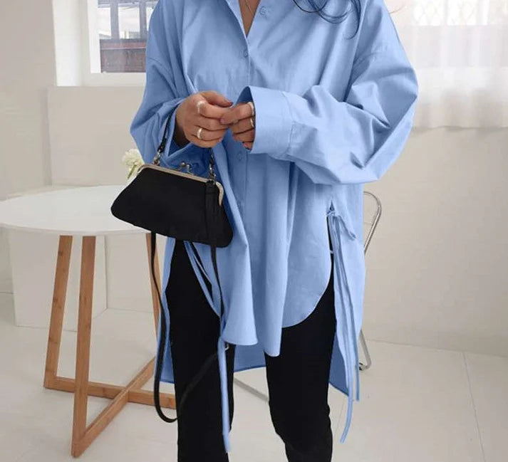 Oversized Lange Mouw Knoop Blouse | Udyta Bloes