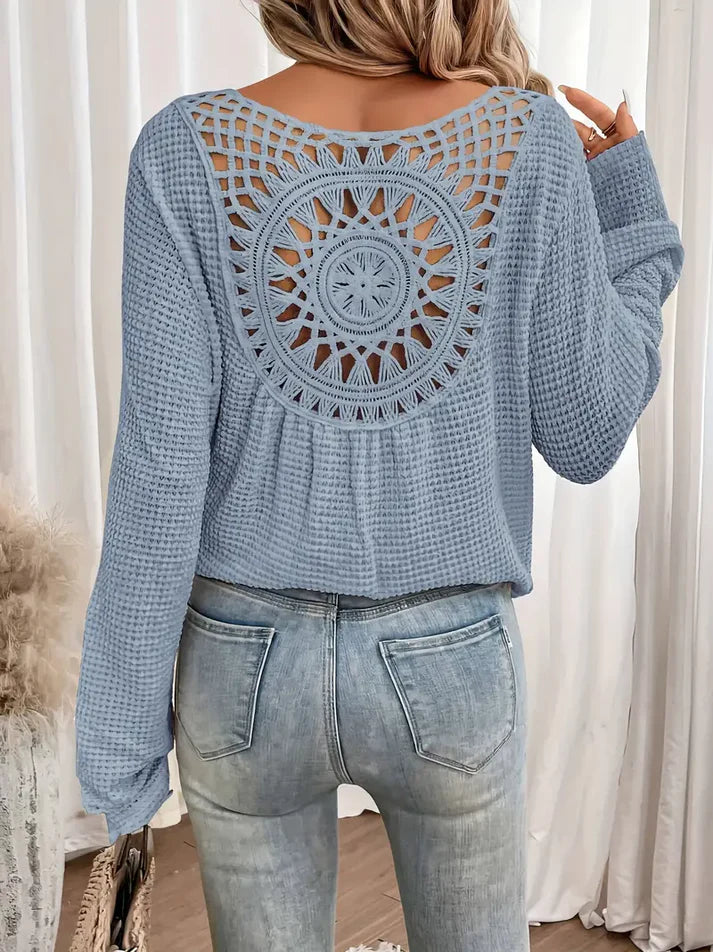 Vrouwen Wafel Lange Mouw Top | Wiliannne Top
