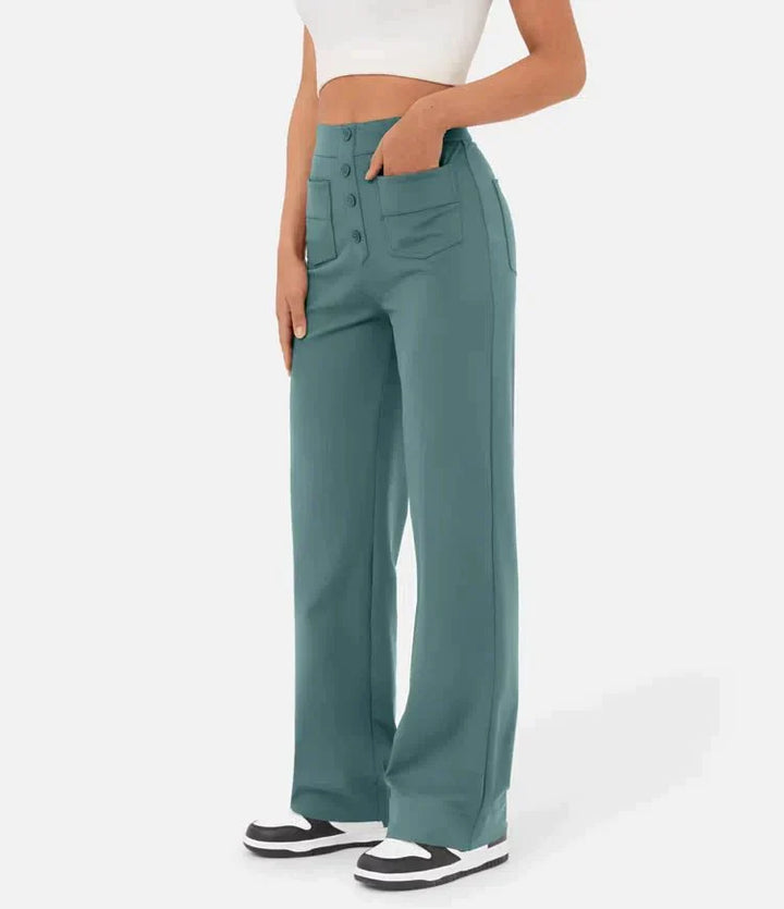 High-wasted elastische broek | Natu
