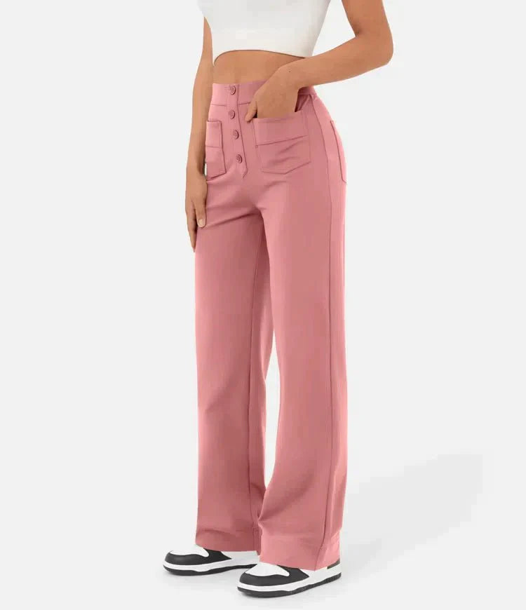 High-wasted elastische broek | Natu