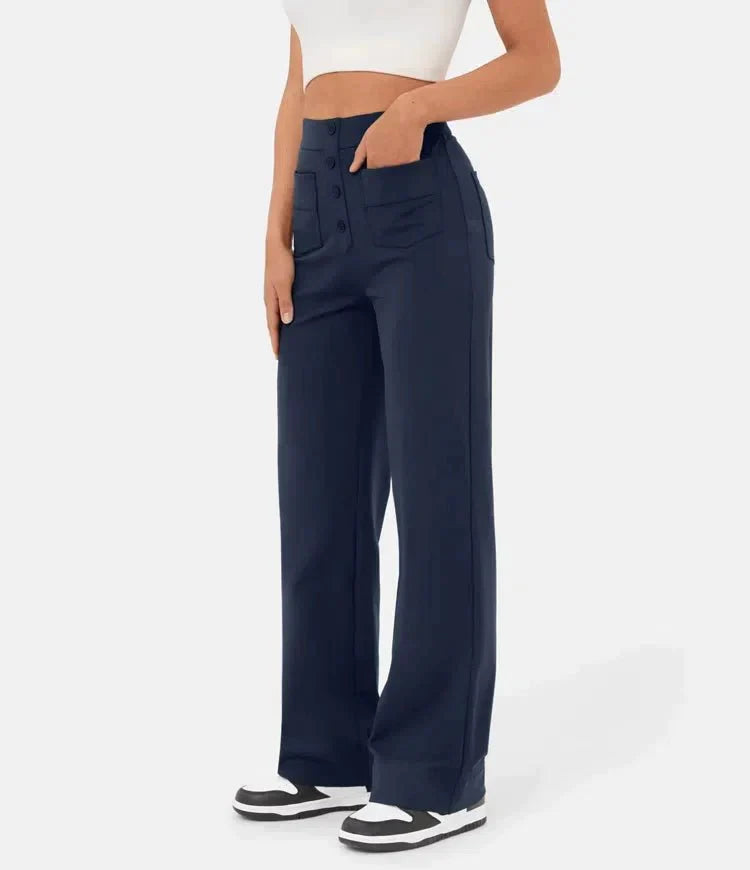 High-wasted elastische broek | Natu