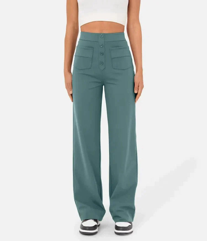 High-wasted elastische broek | Natu