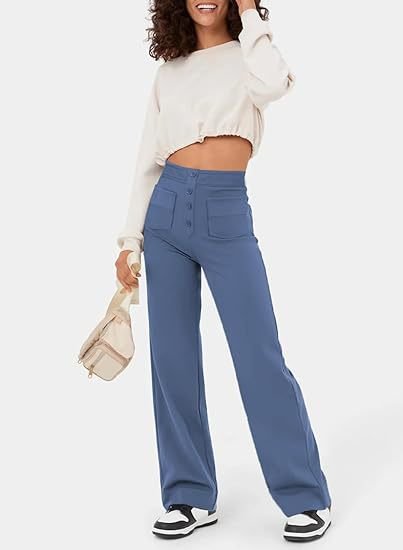 High-wasted elastische broek | Natu