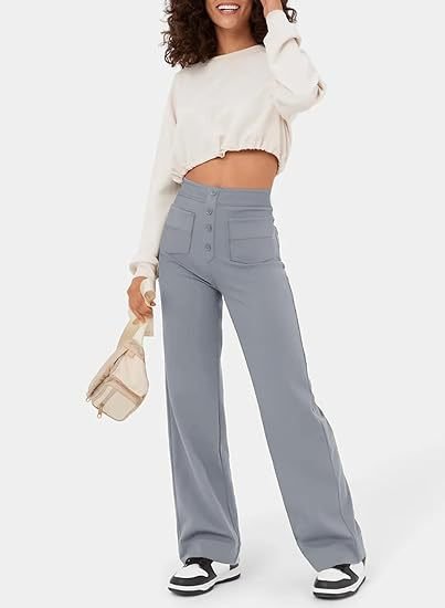High-wasted elastische broek | Natu
