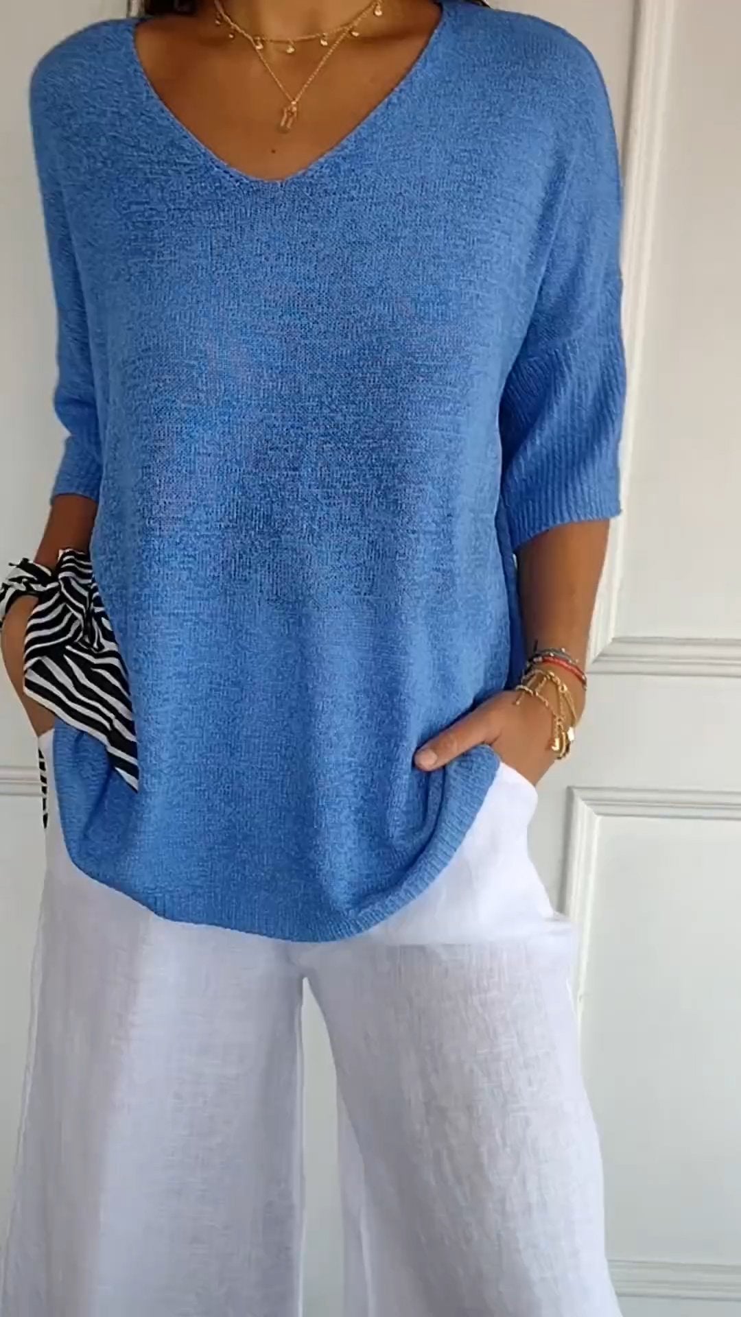 Gebreide Shirt met V-Hals | Maya