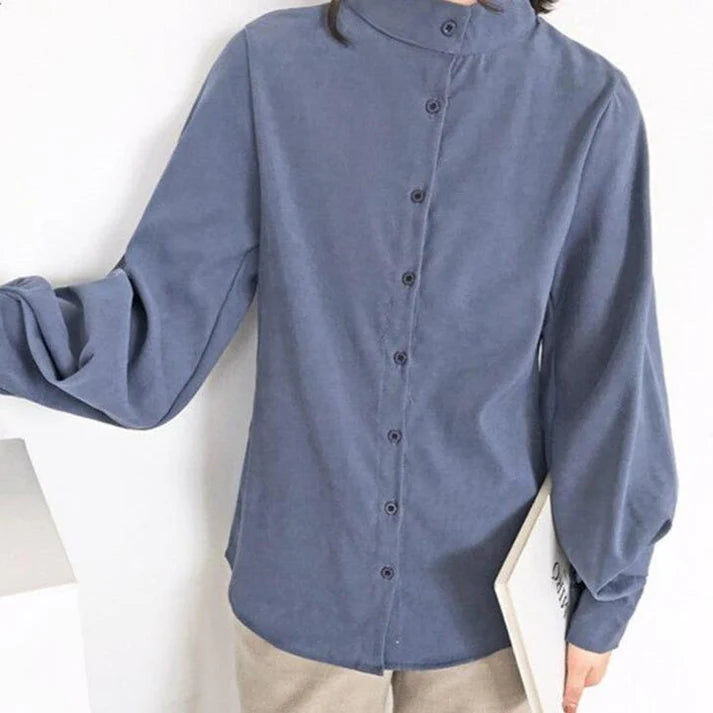 Klassieke Hoge Hals Blouse met Ballonmouwen | Quinzel Blouse