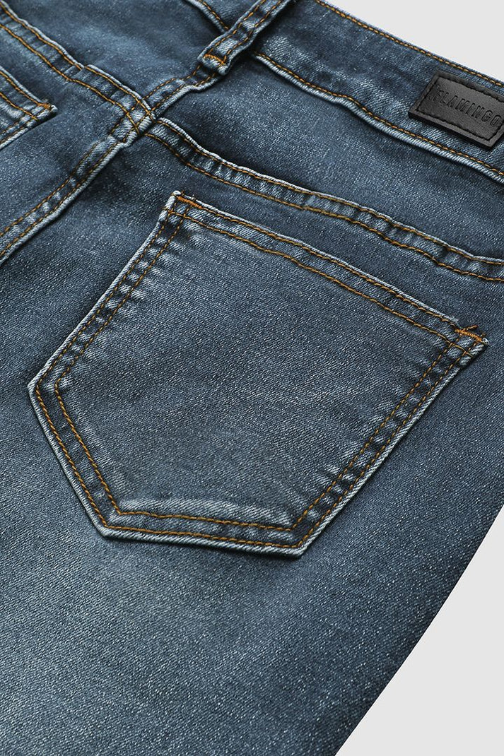 Midden taille Flamingo Geborduurde Jeans | Belka jeans