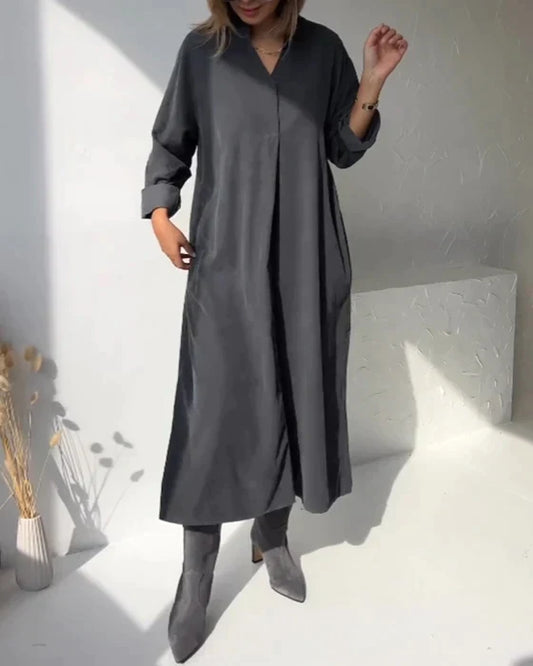 Vintage V-hals Maxi Jurk | Vita Jurk