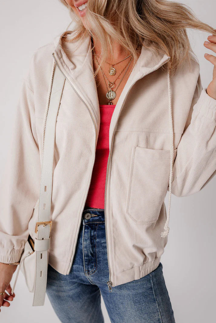 Casual Corduroy Capuchon Jas | Xariel Jas