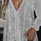 Lange Mouw Sequin V-Hals Bloes | Wiesbeth Bloes