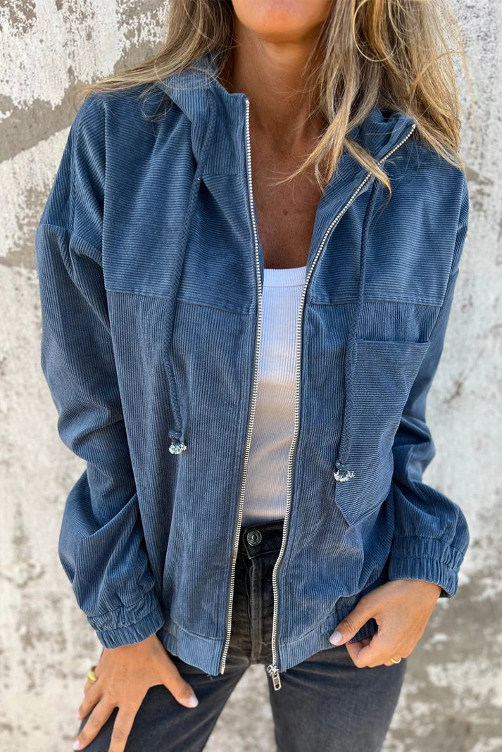 Casual Corduroy Capuchon Jas | Xariel Jas