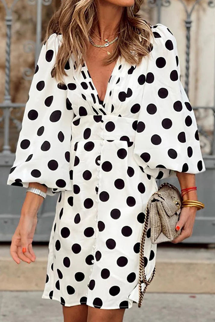 Vrouwen Polka Dot Mini Jurk | Venecia Jurk