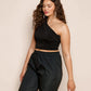 Zwarte Crop Top Bodysuite | Thalina