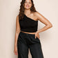 Zwarte Crop Top Bodysuite | Thalina