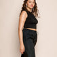 Zwarte Crop Top Bodysuite | Thalina
