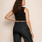 Zwarte Crop Top Bodysuite | Thalina