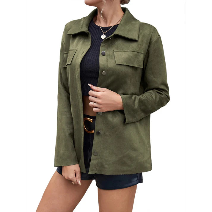 Stijlvolle Suede Button-Up Jas | Ourania Jas