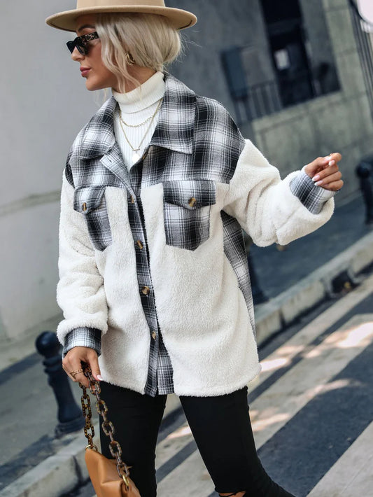 Fleece Geruite Jas | Celestine Jas