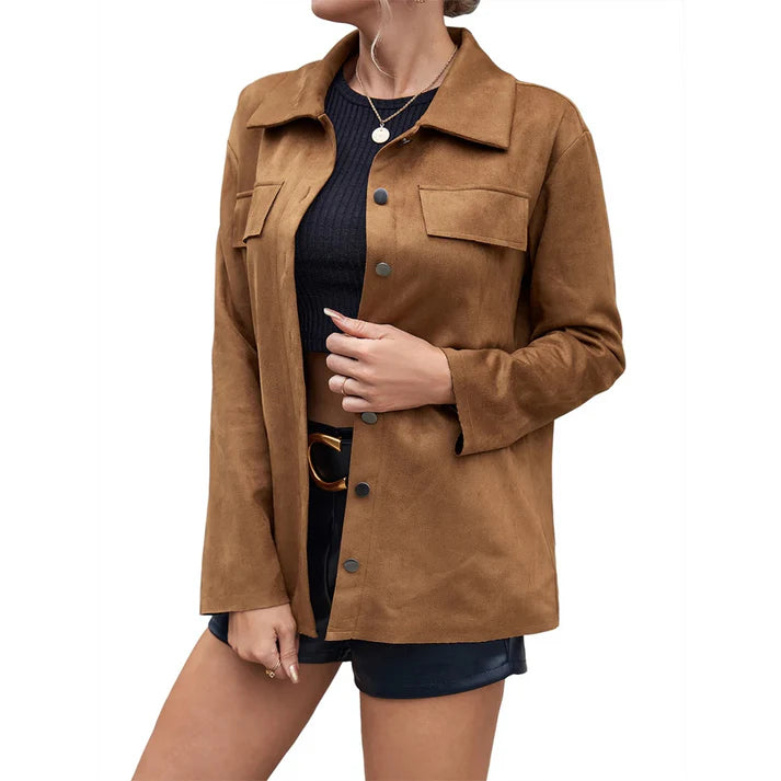 Stijlvolle Suede Button-Up Jas | Ourania Jas