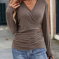 Lange Mouwen Wikkelblouse met V-hals | Oniara Bloes