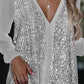Lange Mouw Sequin V-Hals Bloes | Wiesbeth Bloes