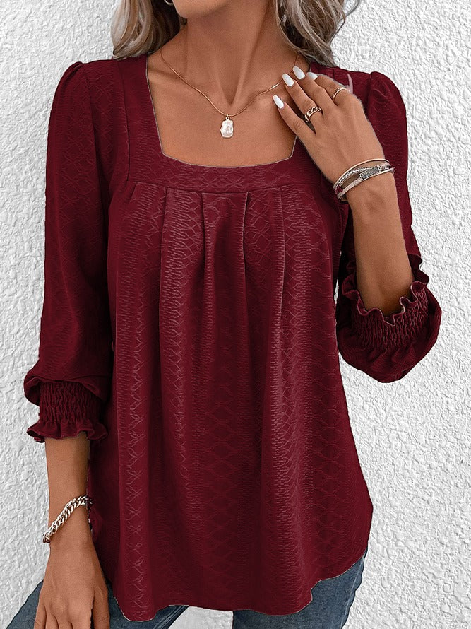 Katoenen Blouse met Vierkante Halslijn | Sabrine Bloes