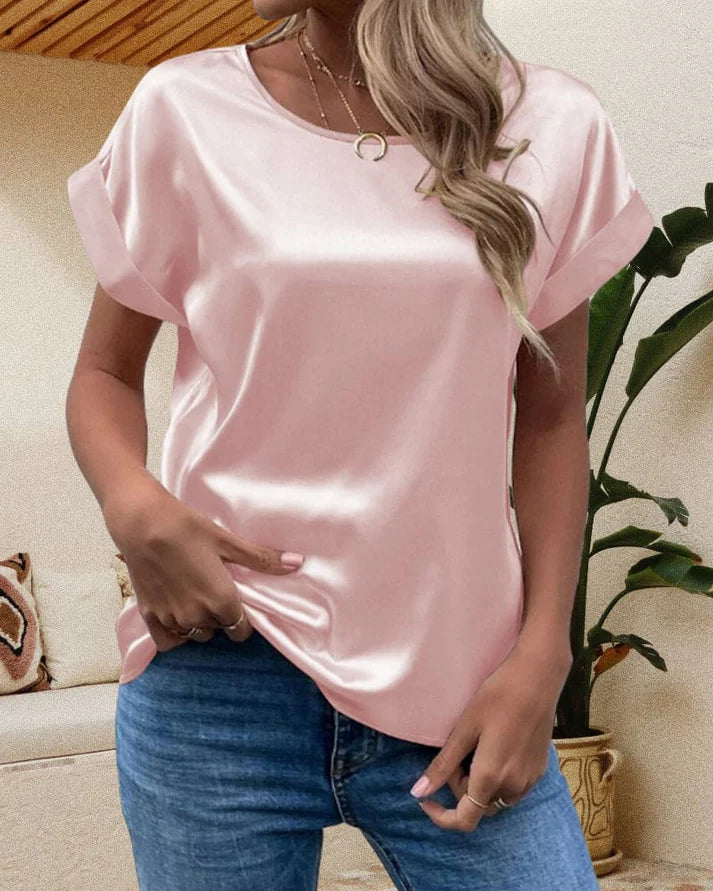 Glanzende Satijnen Casual Blouse | Wibel Blouse