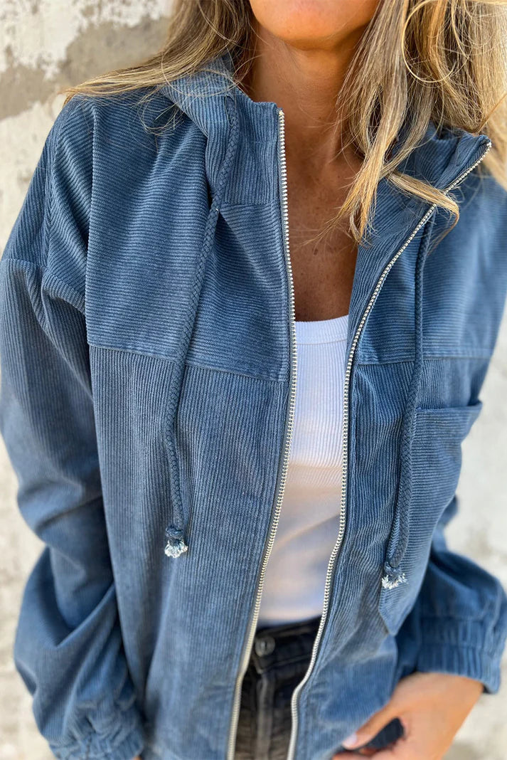 Casual Corduroy Capuchon Jas | Xariel Jas