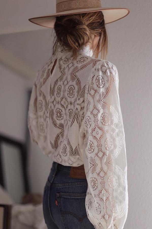 Lange Mouw Kanten Top | Wioleta Top