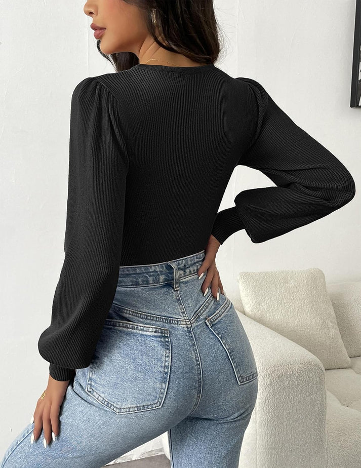 Ribbed Body Top met Lange Mouwen | Sanai Top