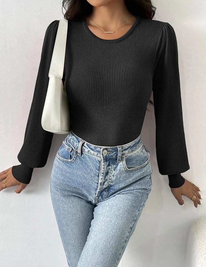 Ribbed Body Top met Lange Mouwen | Sanai Top