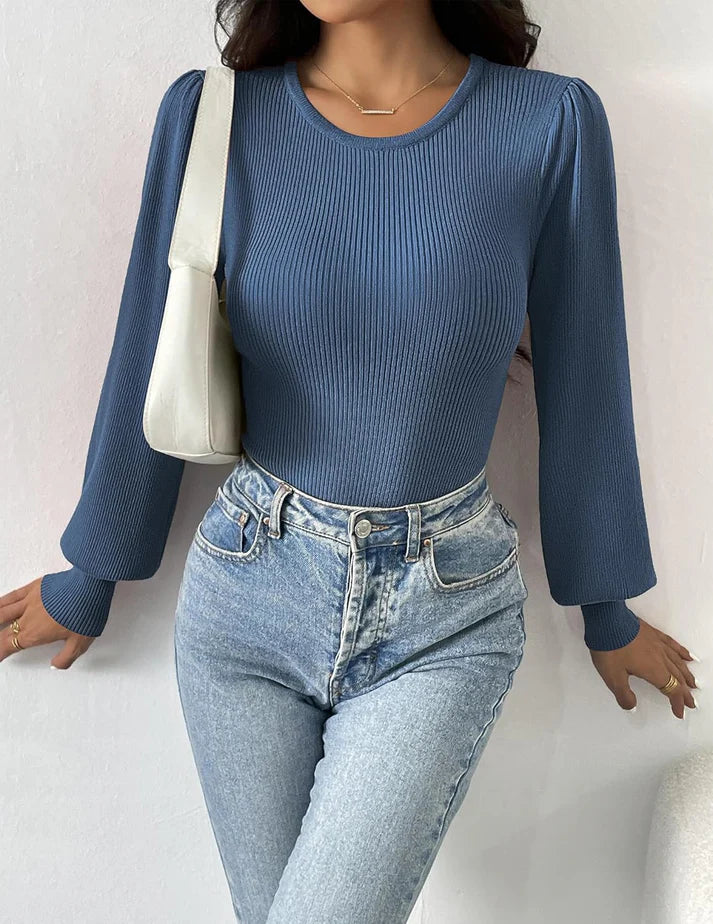 Ribbed Body Top met Lange Mouwen | Sanai Top