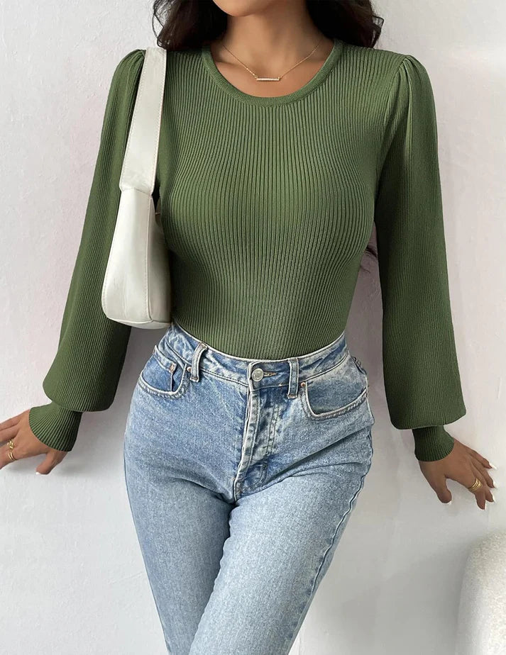Ribbed Body Top met Lange Mouwen | Sanai Top