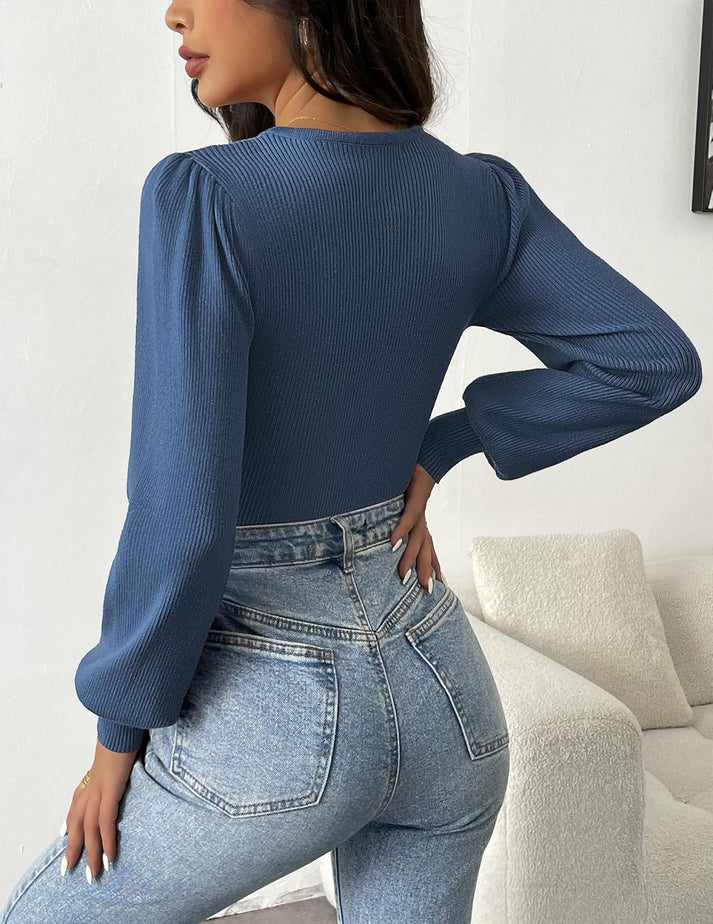 Ribbed Body Top met Lange Mouwen | Sanai Top