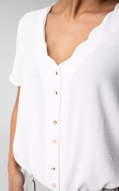 Top met V-hals en Knoopjes | Maria