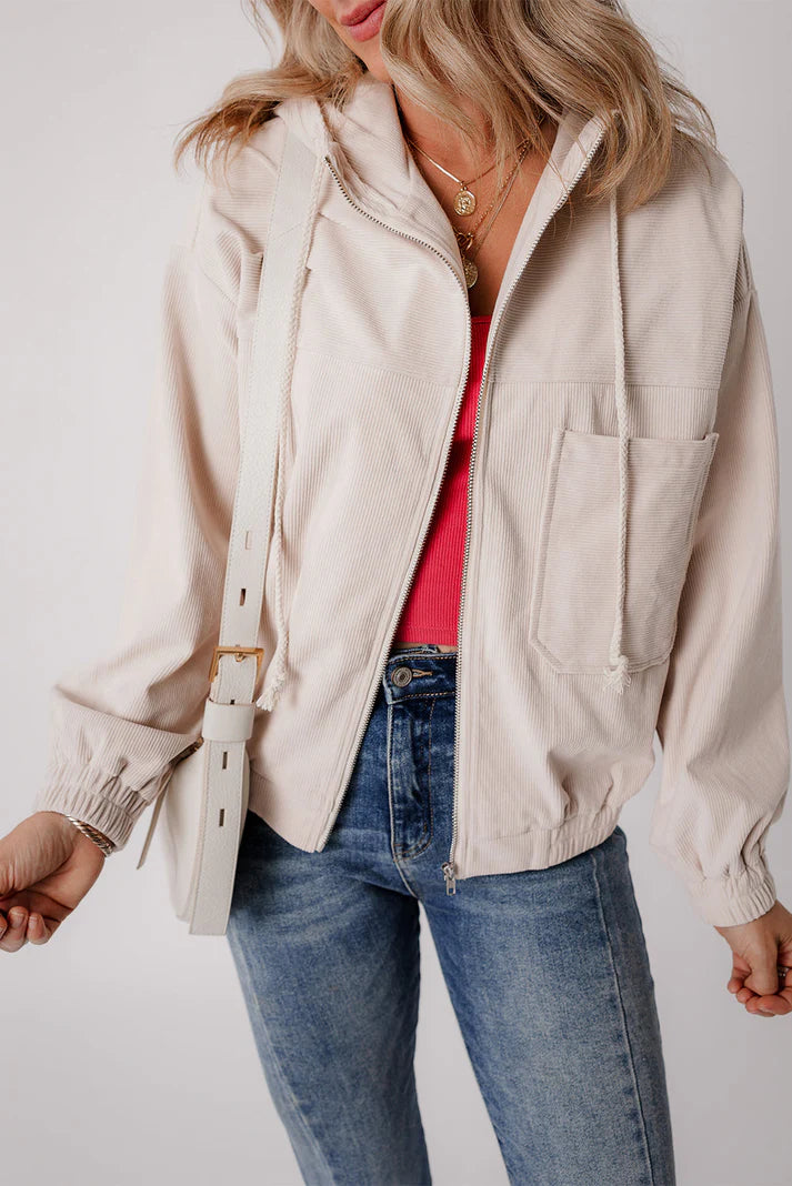 Casual Corduroy Capuchon Jas | Xariel Jas