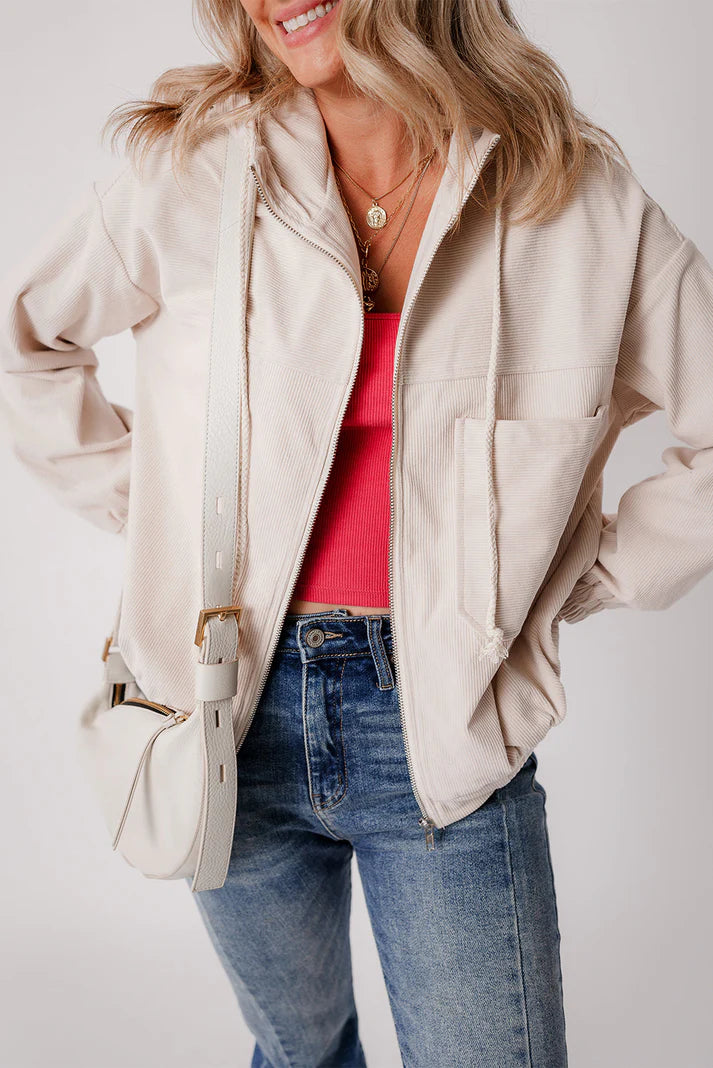 Casual Corduroy Capuchon Jas | Xariel Jas