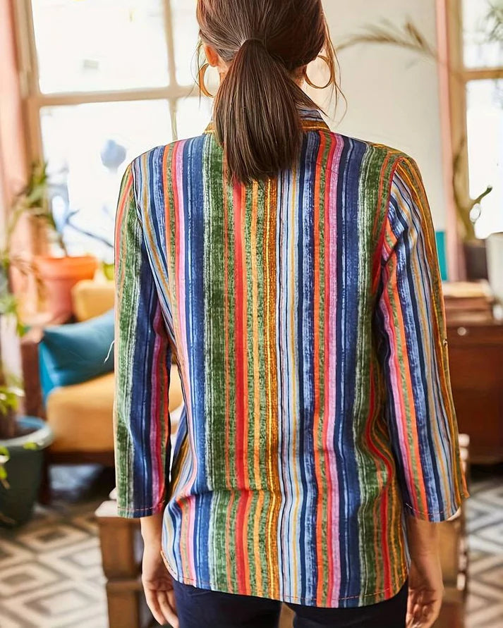 Dames Kleurrijke Bloes met Lange Mouwen | Petrina Bloes