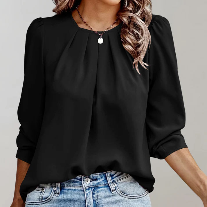 Dames geplooide pofmouwen bloes | Adison Bloes