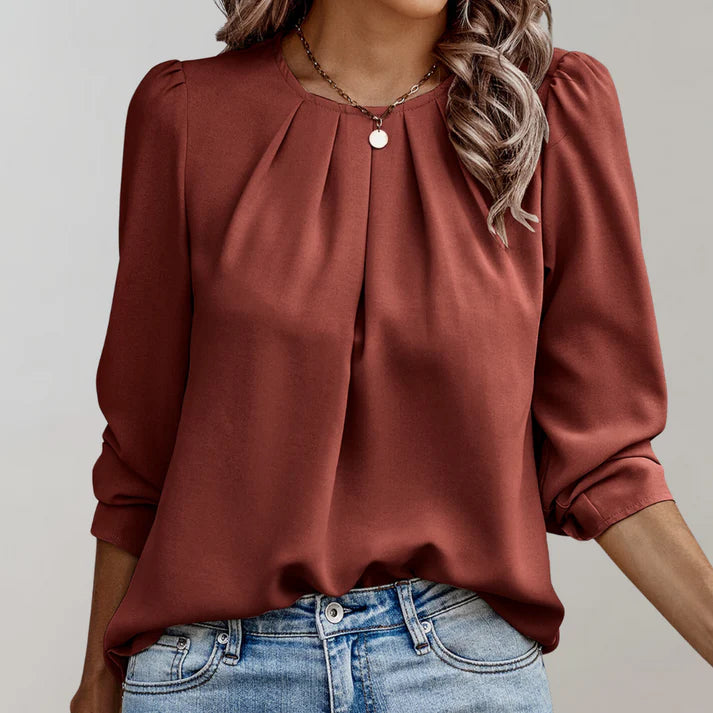 Dames geplooide pofmouwen bloes | Adison Bloes