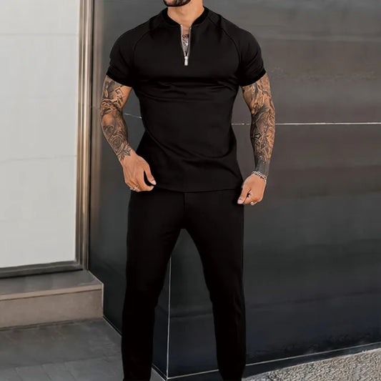 Heren Zip Polo Top & Joggers Set | Winston Set
