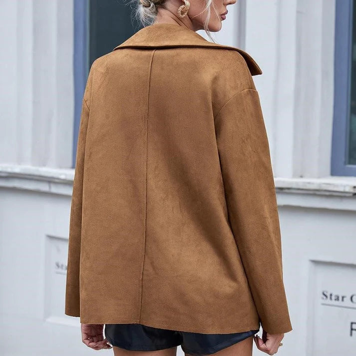 Stijlvolle Suede Button-Up Jas | Ourania Jas