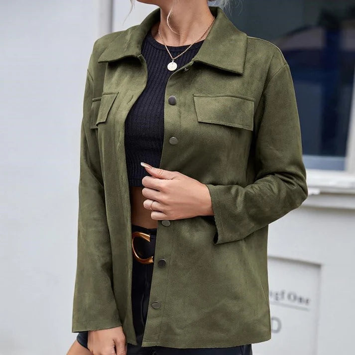 Stijlvolle Suede Button-Up Jas | Ourania Jas