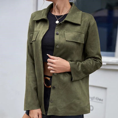Stijlvolle Suede Button-Up Jas | Ourania Jas