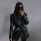 Vrouwen Leren Blazer | Winlena Blazer