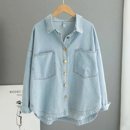 Casual Lange Mouw Denim Bloes | Umma Bloes