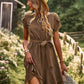 Luxe Midi Jurk met Tailleband | Mare