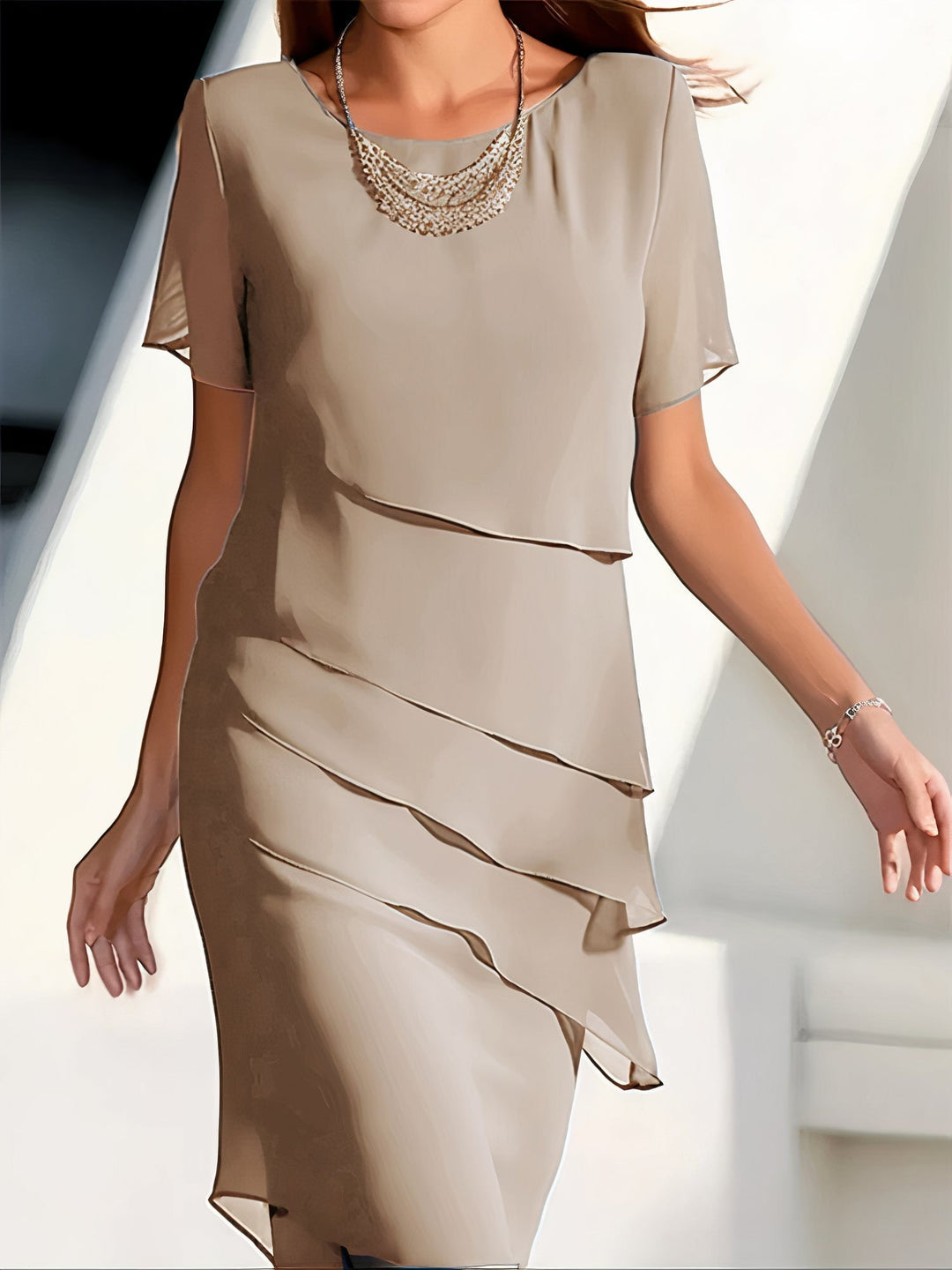 Geplooide jurk van chiffon | Alesa