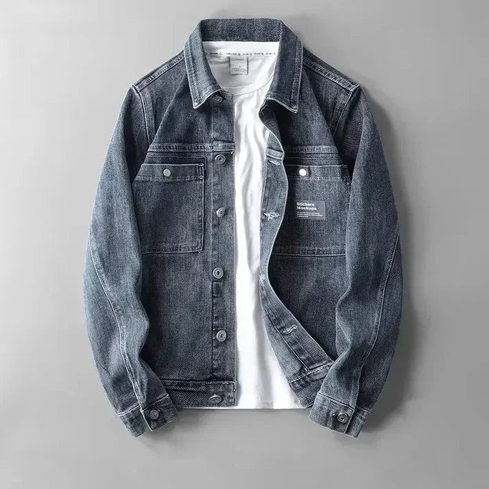 Heren Klassieke Denim Jas met Knoopsluiting | Waldo Jas