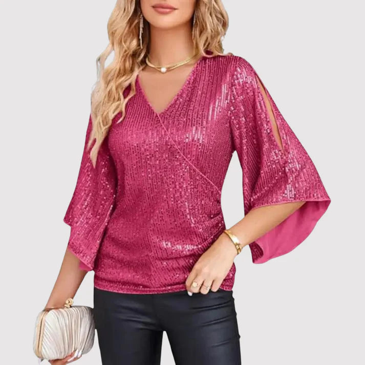 Casual Sequin V-Hals Top | Rachelle Top